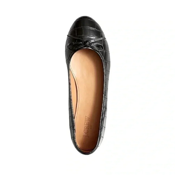 J. Crew Factory Black Croc-Embossed Flats - Picture 7 of 9
